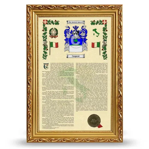 Carpenè Armorial History Framed - Gold