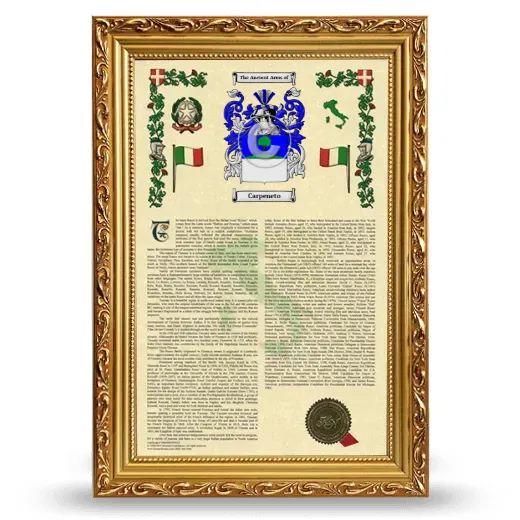 Carpeneto Armorial History Framed - Gold