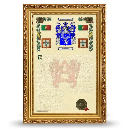 Carreira Armorial History Framed - Gold