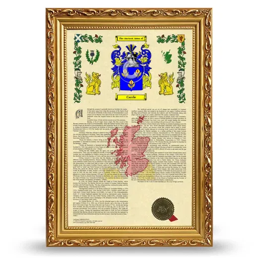 Carrle Armorial History Framed - Gold