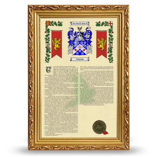 Carrous Armorial History Framed - Gold