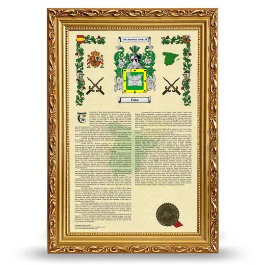 Casa Armorial History Framed - Gold