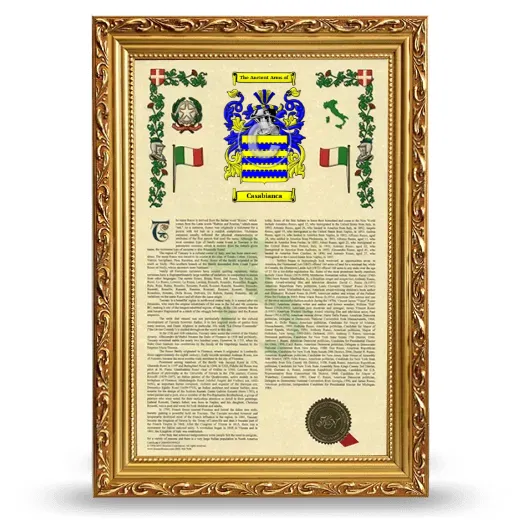 Casabianca Armorial History Framed - Gold