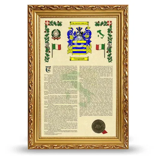 Casagrande Armorial History Framed - Gold