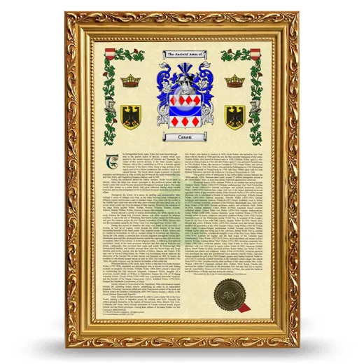 Casan Armorial History Framed - Gold
