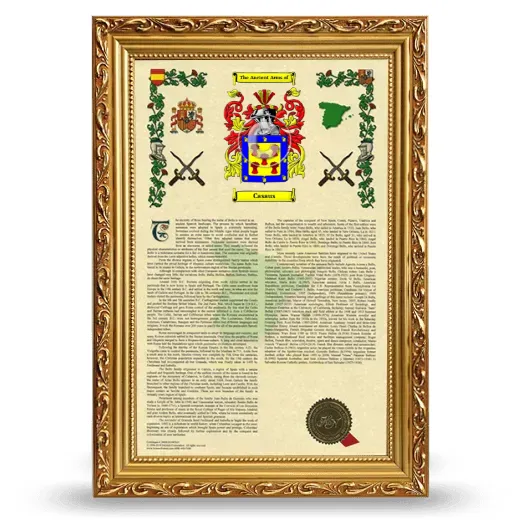 Casaus Armorial History Framed - Gold
