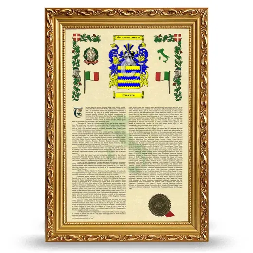 Casazza Armorial History Framed - Gold