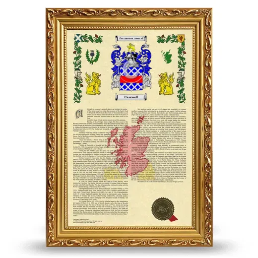 Casewell Armorial History Framed - Gold