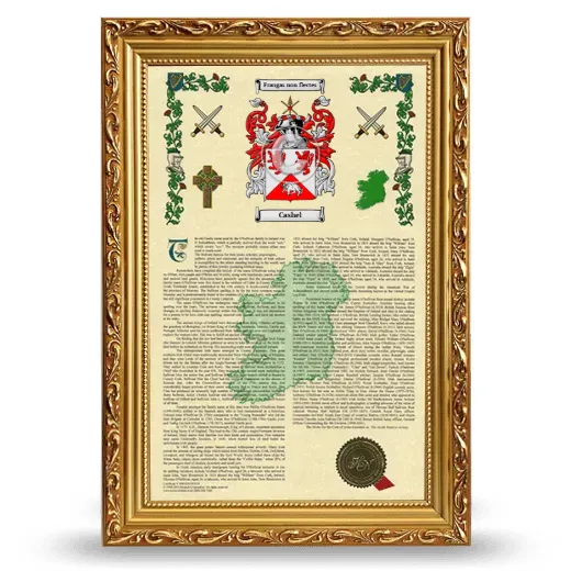 Cashel Armorial History Framed - Gold