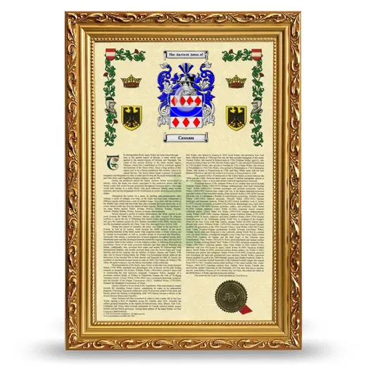 Cassan Armorial History Framed - Gold