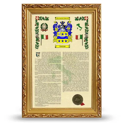 Cassone Armorial History Framed - Gold