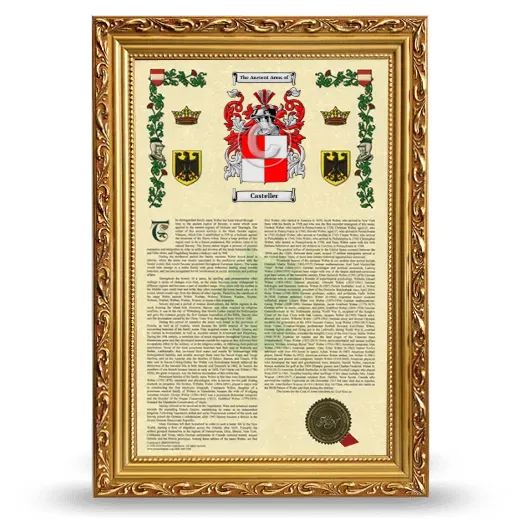 Casteller Armorial History Framed - Gold