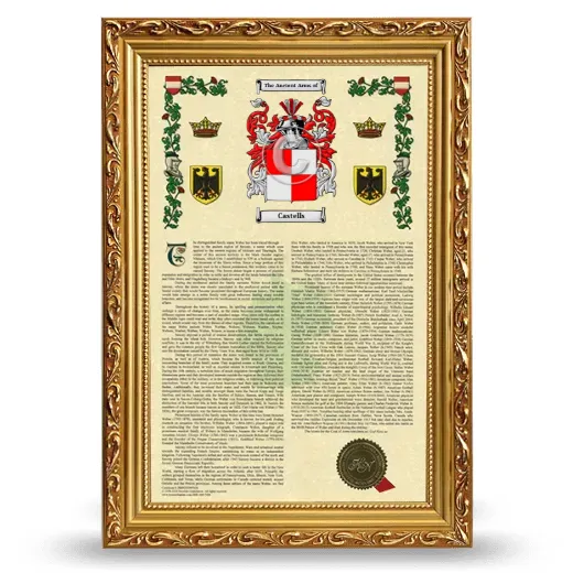 Castells Armorial History Framed - Gold