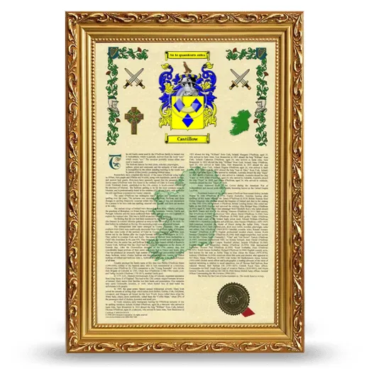Castillow Armorial History Framed - Gold