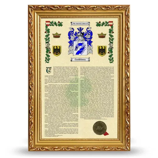 Castleberry Armorial History Framed - Gold