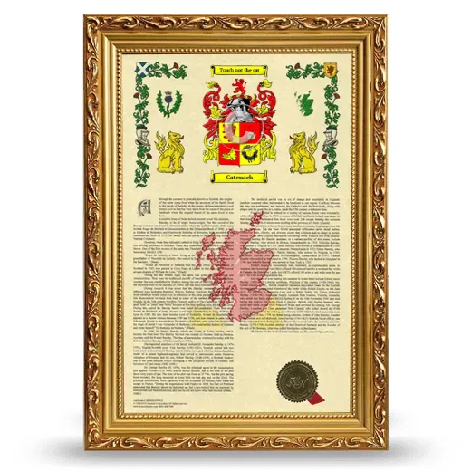 Catenach Armorial History Framed - Gold