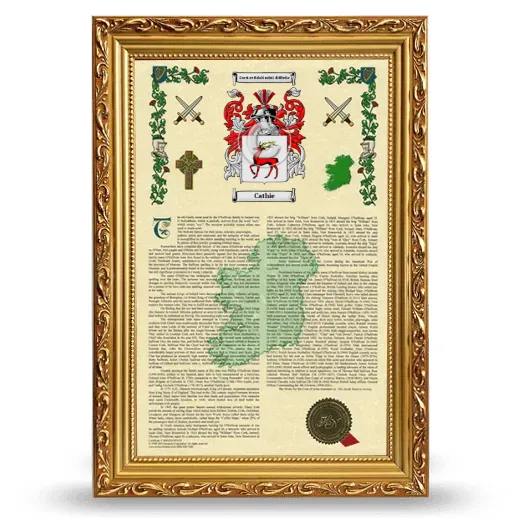 Cathie Armorial History Framed - Gold