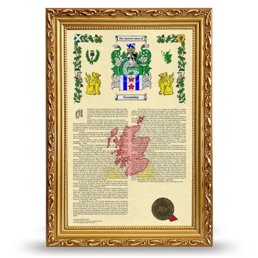 Cauneday Armorial History Framed - Gold