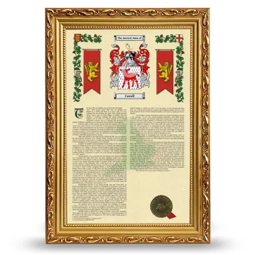 Cavall Armorial History Framed - Gold