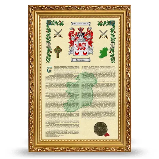 Cavannas Armorial History Framed - Gold