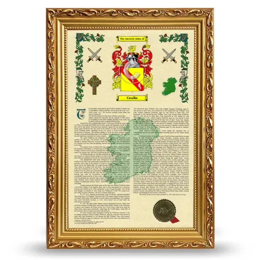Cawlin Armorial History Framed - Gold