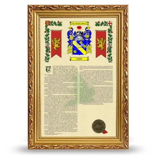 Caylor Armorial History Framed - Gold