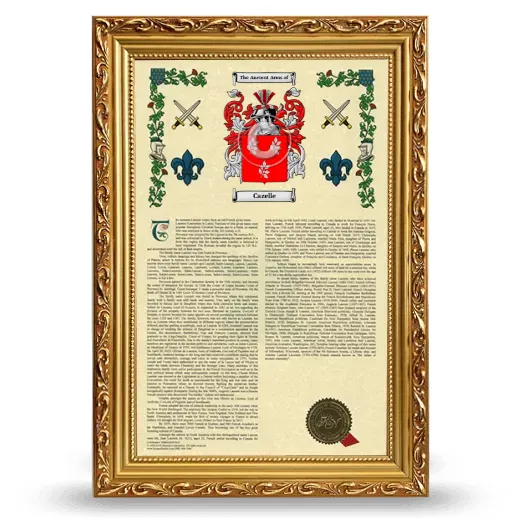 Cazelle Armorial History Framed - Gold