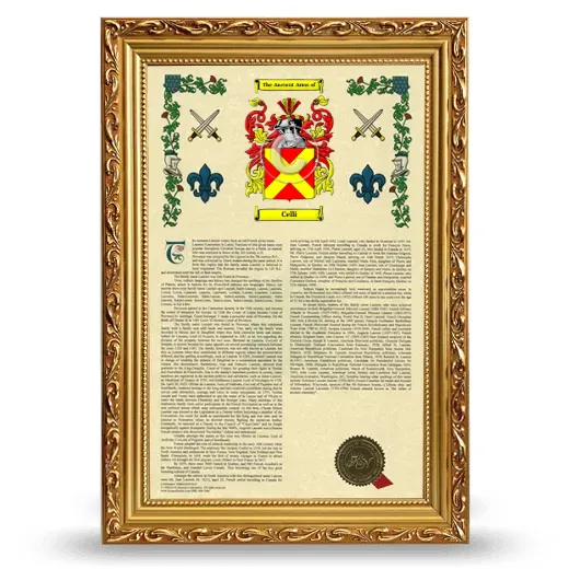 Celli Armorial History Framed - Gold