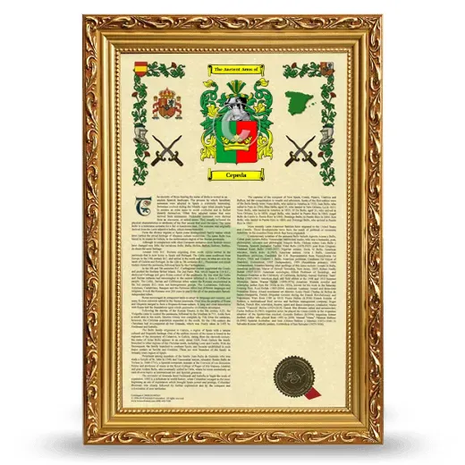 Cepeda Armorial History Framed - Gold