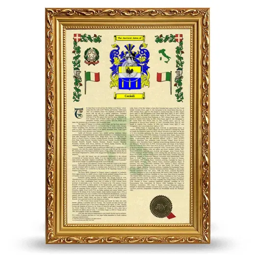 Cerioli Armorial History Framed - Gold