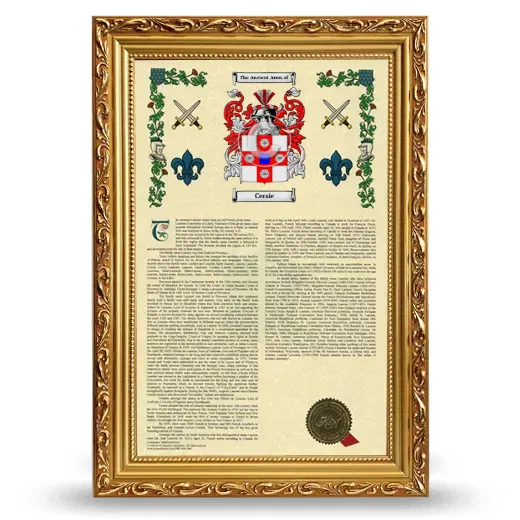 Cersie Armorial History Framed - Gold
