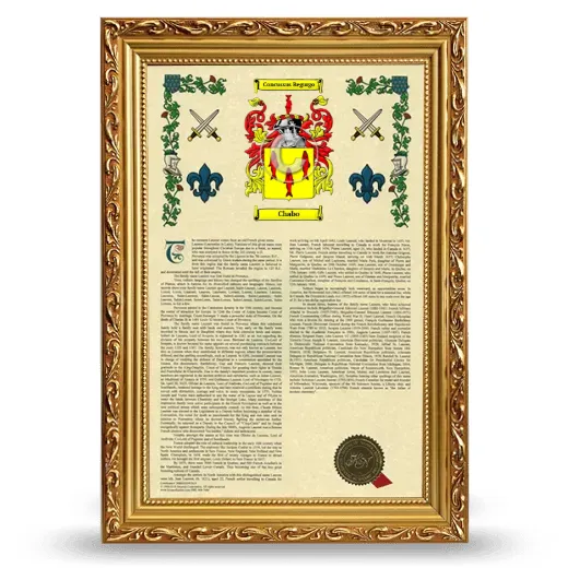 Chabo Armorial History Framed - Gold