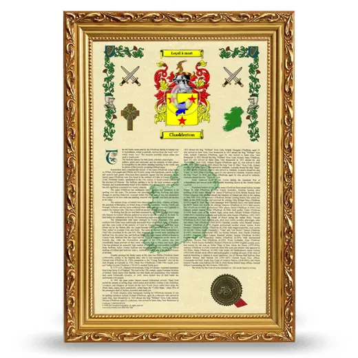 Chadderton Armorial History Framed - Gold
