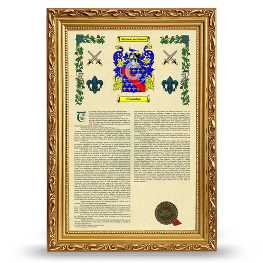 Chambre Armorial History Framed - Gold