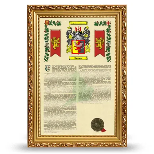 Chamny Armorial History Framed - Gold