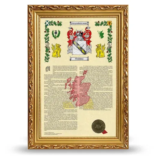 Channay Armorial History Framed - Gold