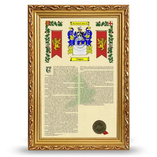 Chapon Armorial History Framed - Gold