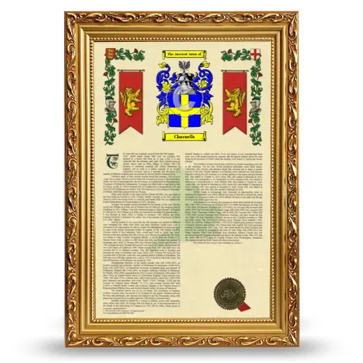 Charnells Armorial History Framed - Gold
