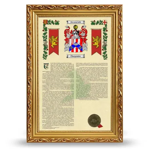 Charpenter Armorial History Framed - Gold