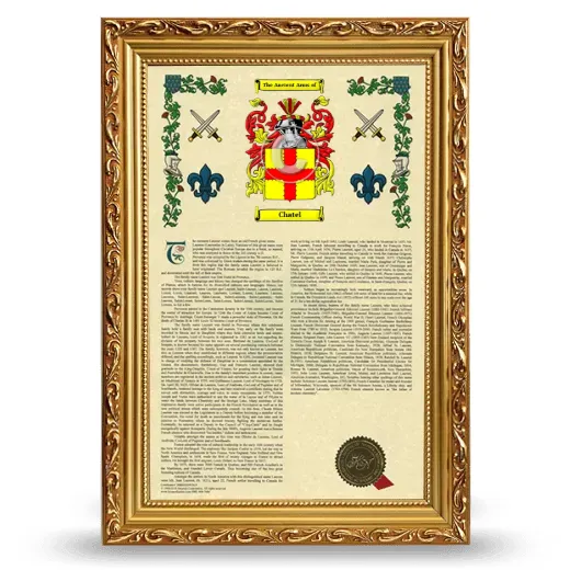 Chatel Armorial History Framed - Gold