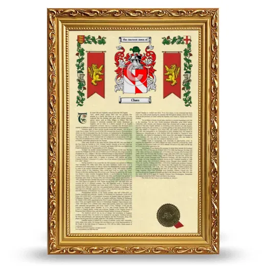 Chau Armorial History Framed - Gold