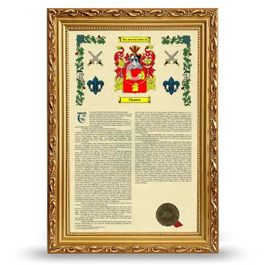 Chauve Armorial History Framed - Gold