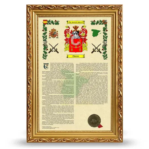 Chaves Armorial History Framed - Gold