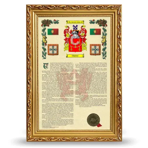 Chavez' Armorial History Framed - Gold