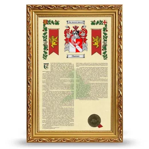 Chawser Armorial History Framed - Gold