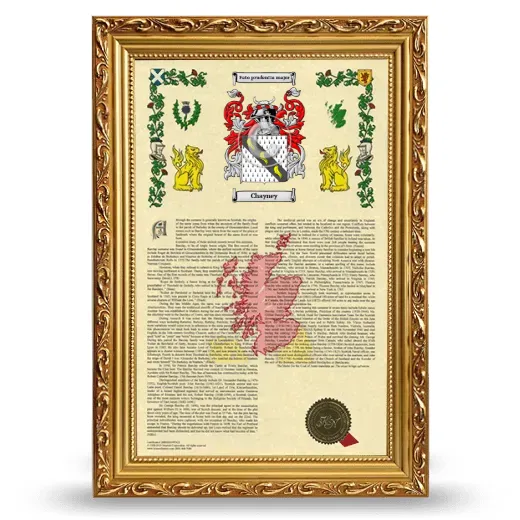 Chayney Armorial History Framed - Gold