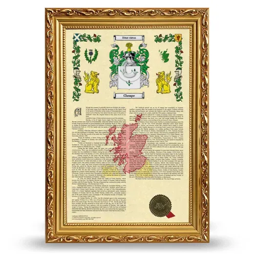Cheape Armorial History Framed - Gold
