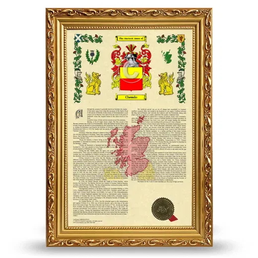 Chemlo Armorial History Framed - Gold