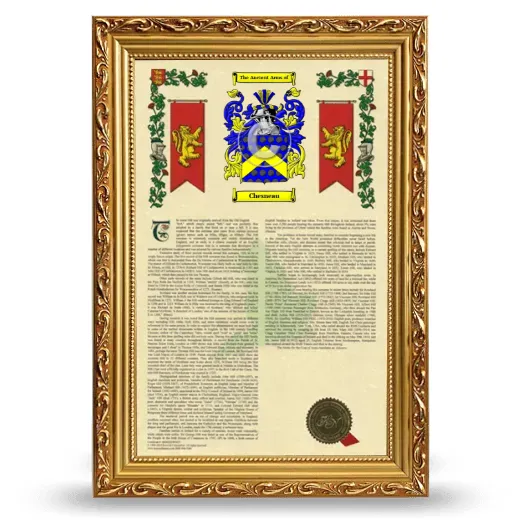 Chesneau Armorial History Framed - Gold