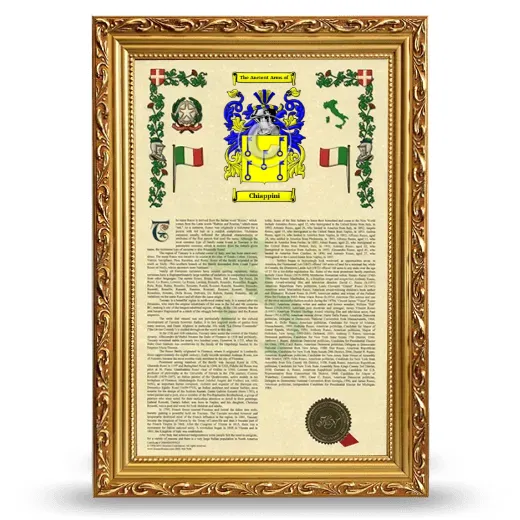Chiappini Armorial History Framed - Gold